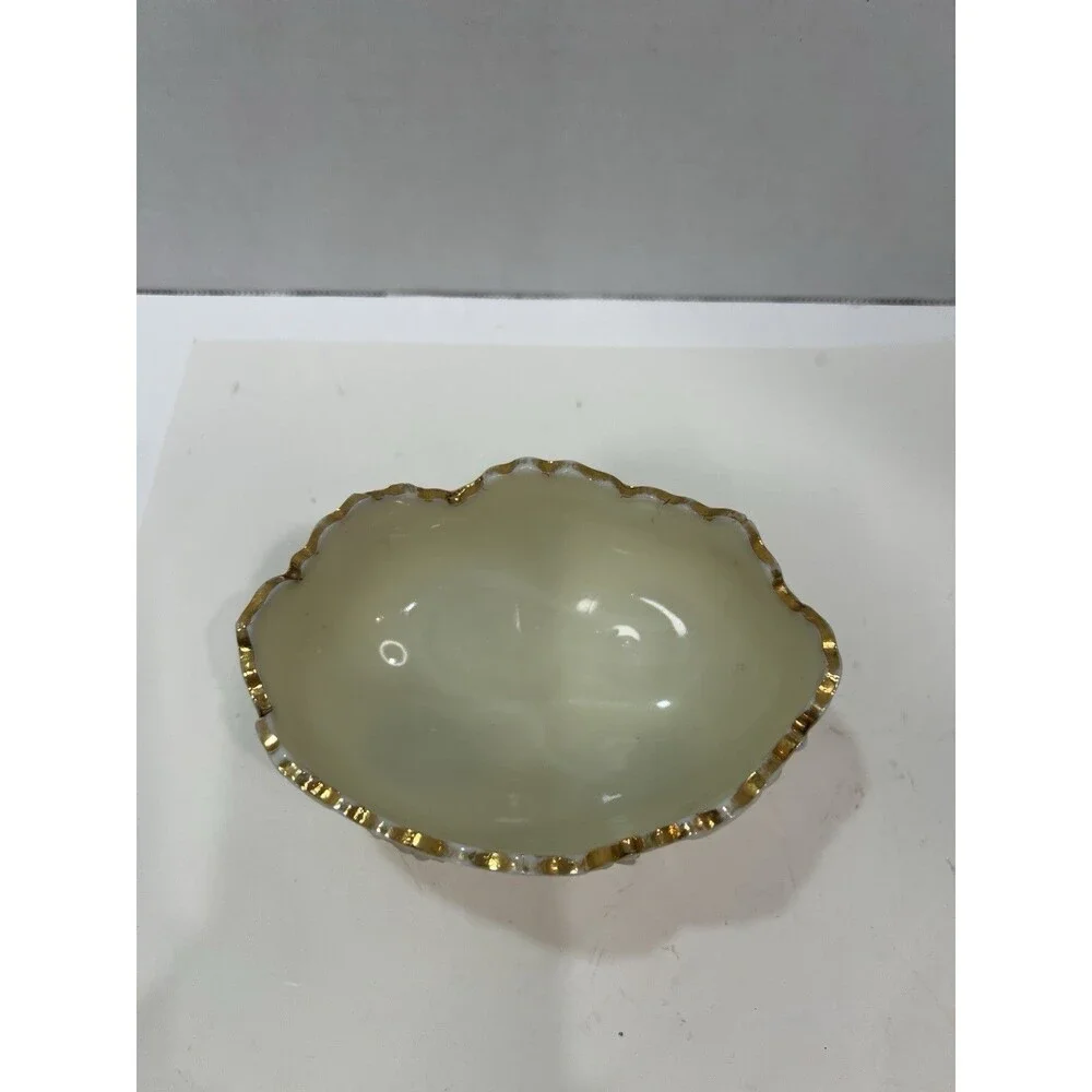 Antique Northwood Louis XV Custard Glass Footed Berry/Nut Bowl, 1898-1899 Gilded